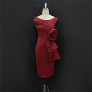 Ruffled rose evening dress