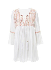 Embroidered Bobo Style Beach Cover Up