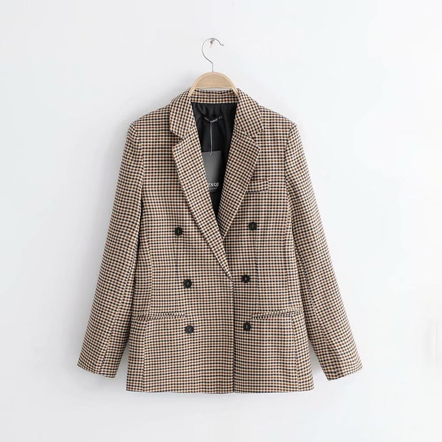 Check double-breasted blazer