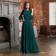 Full length solid color plus size evening dress