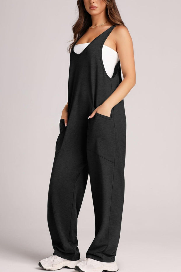Wide Strap Jumpsuit with Pockets