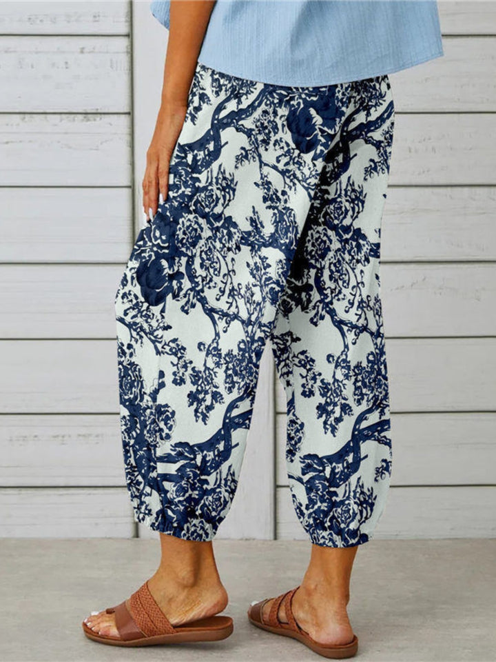 Printed Tied Cropped Pants