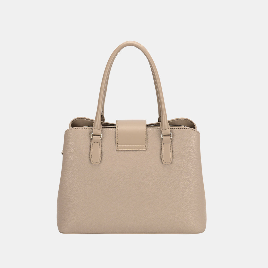 David Jones PU Leather Twist-Lock Tote Bag