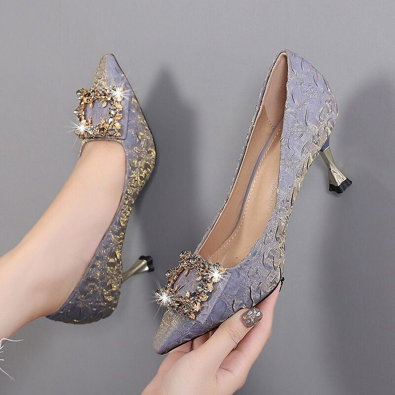 Women's Pointed-toe Stiletto Rhinestone High Heels