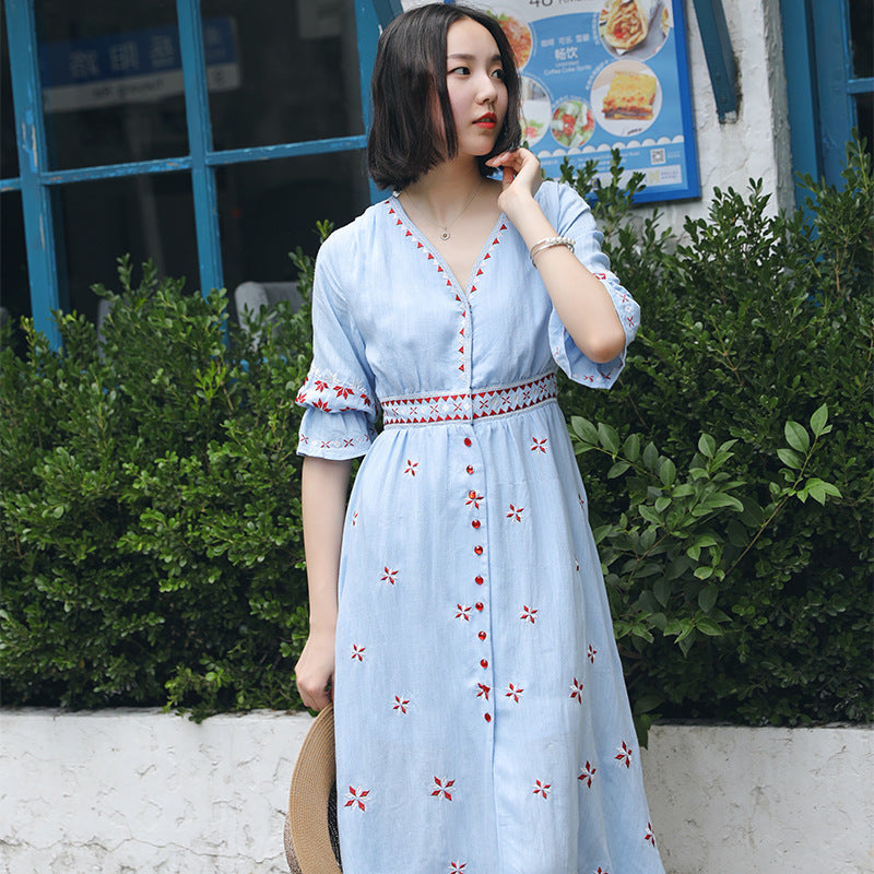 Ethnic Boho Embroidered Dress