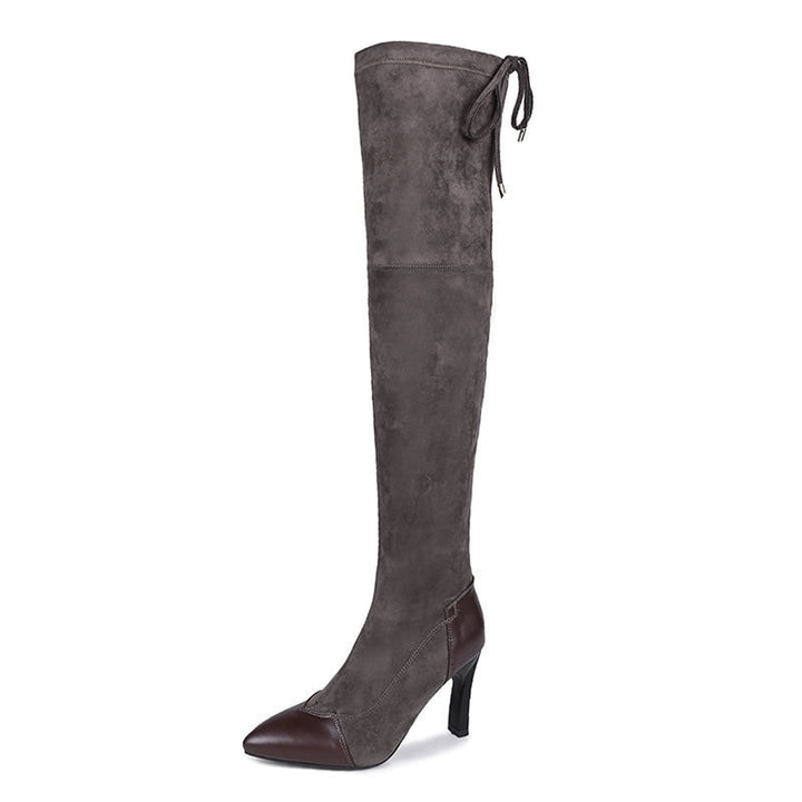 Women's Suede  with Leather Toe and Heel Over-the-knee Boots