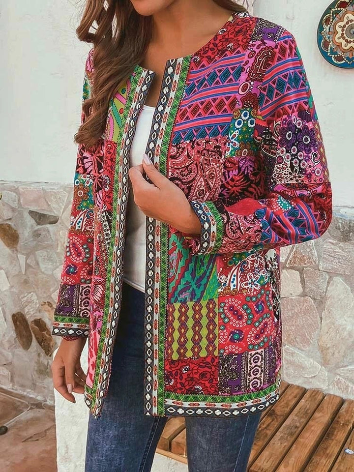 Printed loose long sleeve coat