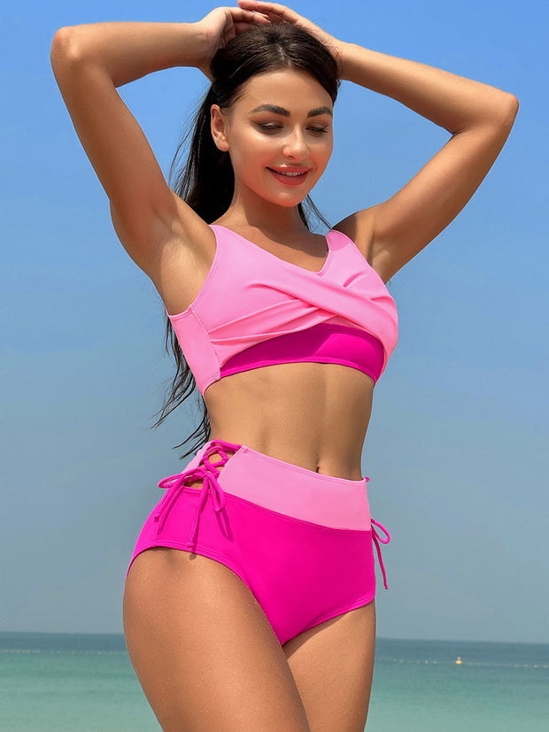 Ruched Wide Strap Two-Piece Swimwear
