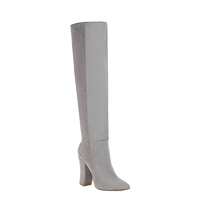 Mid-heel Round Toe Suede Knee-length Women's Boots