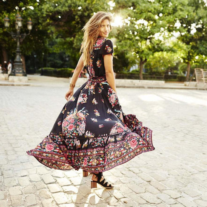 Boho folk print dress