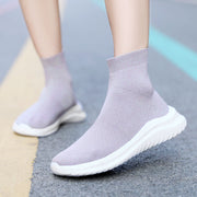 Flying Woven High-top Flat Shoes