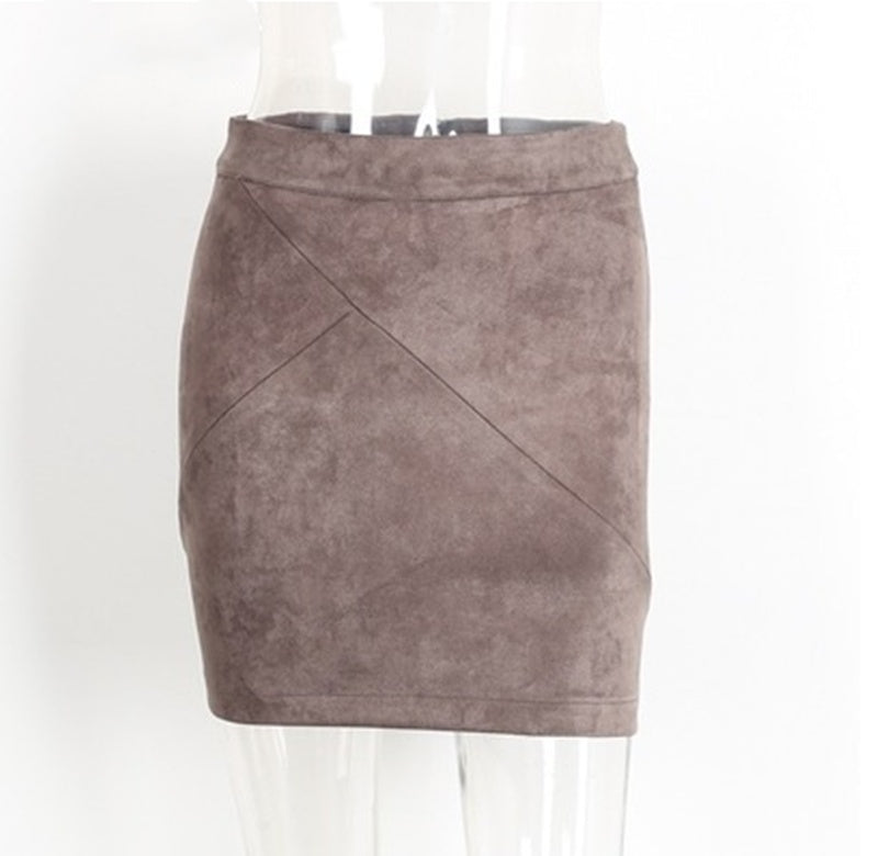 Ladies Leather Suede Pencil Skirt