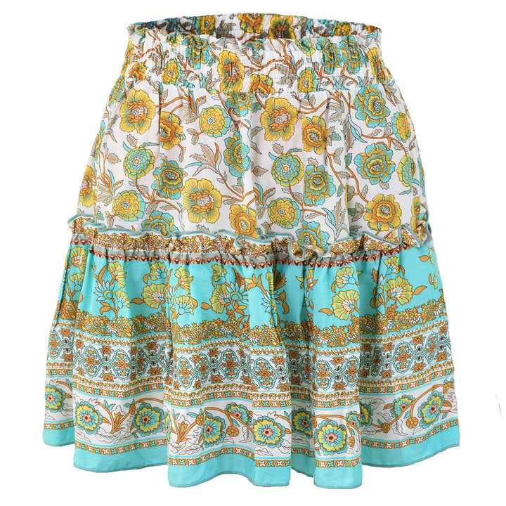 Bohemian High Waist Ruffle Skirt