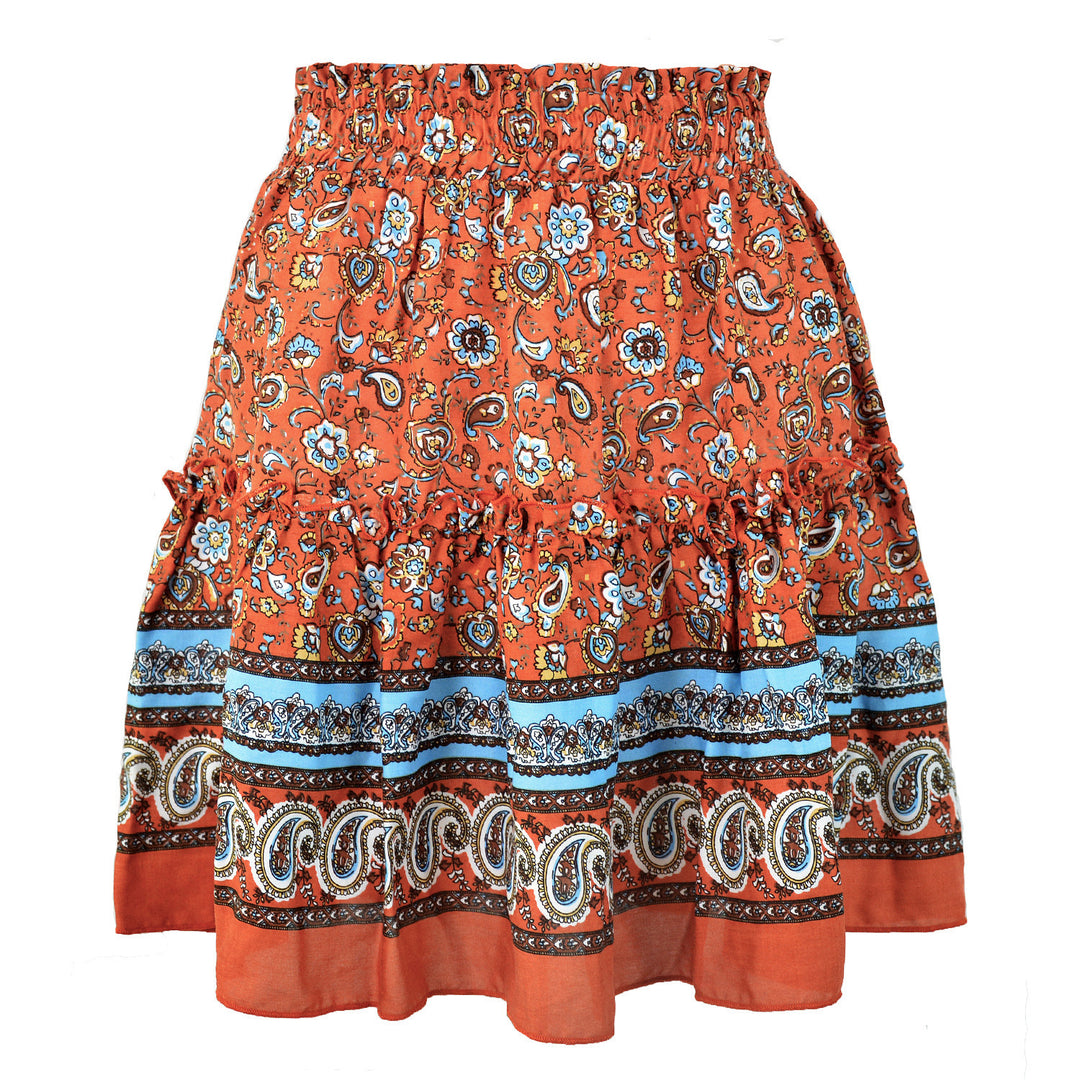 Bohemian High Waist Ruffle Skirt