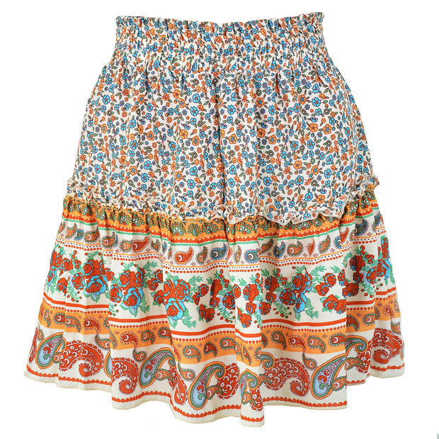 Bohemian High Waist Ruffle Skirt