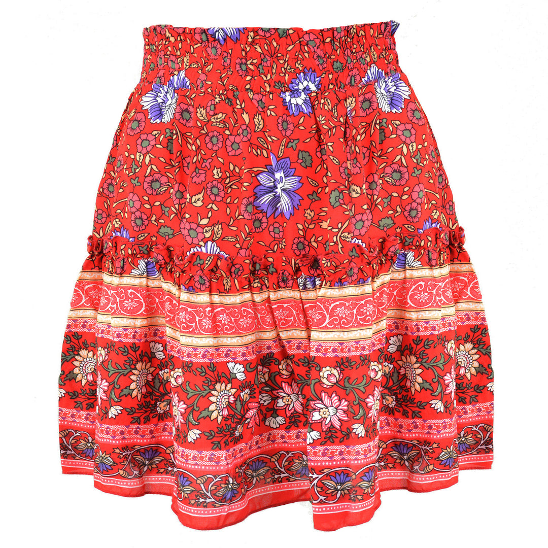 Bohemian High Waist Ruffle Skirt