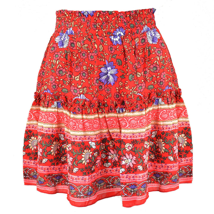 Bohemian High Waist Ruffle Skirt