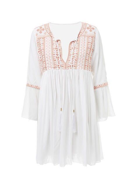 Embroidered Bobo Style Beach Cover Up