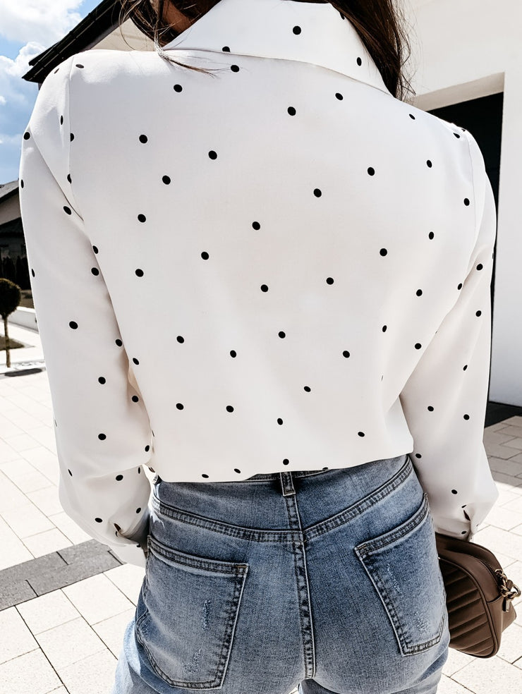 Slim Button Polka Dot Long Sleeve Shirt