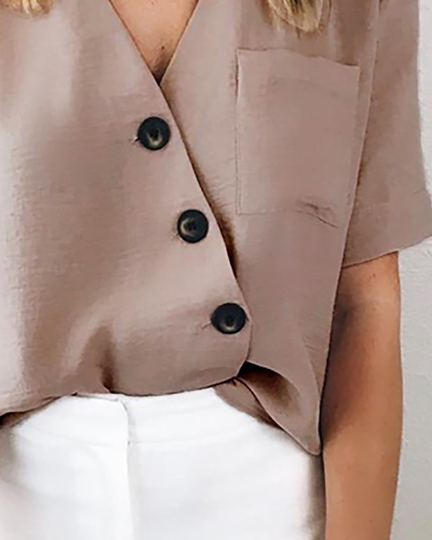 Women's Diagonal Button Shirt Top
