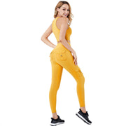 Women Padded Bra With Zipper High Waist Legging Yoga Set