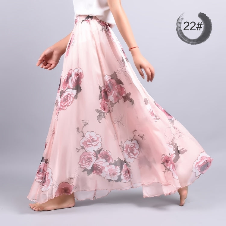 Bohemian Print Long Floral  Chiffon Skirt