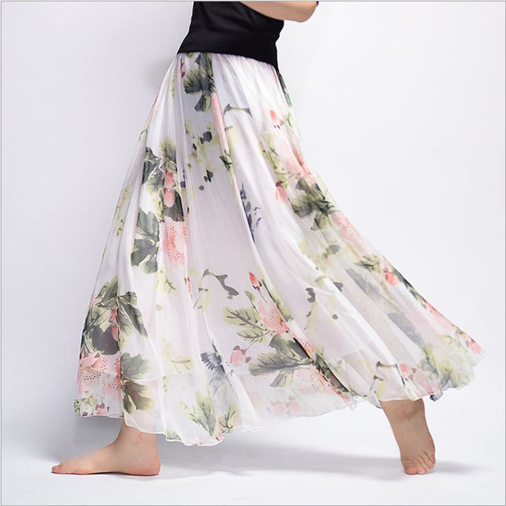 Bohemian Print Long Floral  Chiffon Skirt