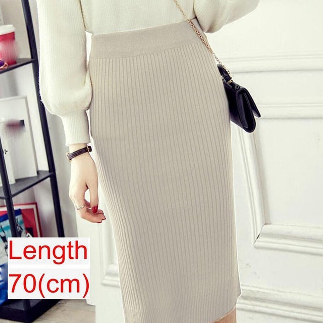 Women’s Knitted Pencil Office Skirt