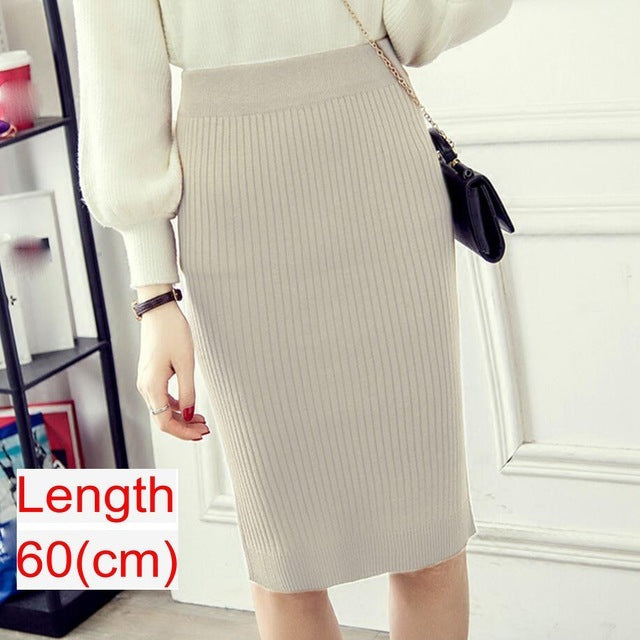 Women’s Knitted Pencil Office Skirt