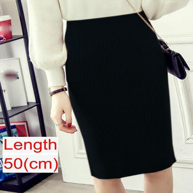 Women’s Knitted Pencil Office Skirt