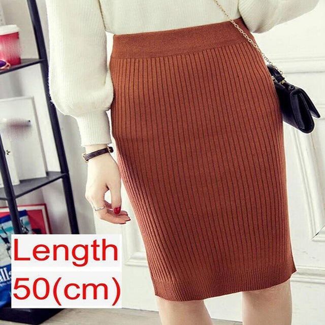 Women’s Knitted Pencil Office Skirt