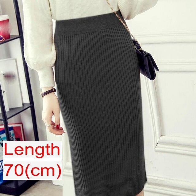 Women’s Knitted Pencil Office Skirt