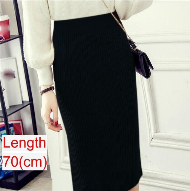 Women’s Knitted Pencil Office Skirt