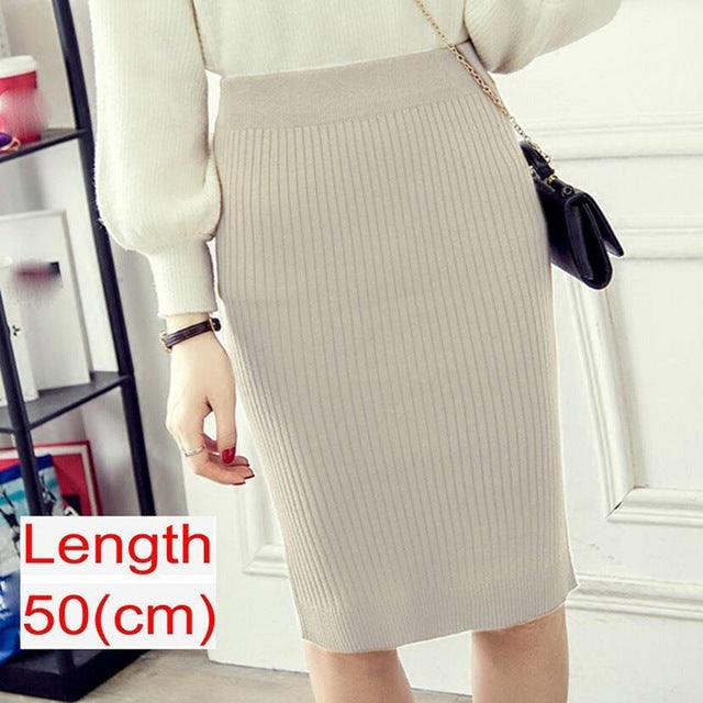 Women’s Knitted Pencil Office Skirt