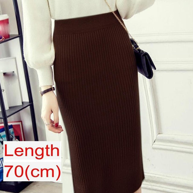 Women’s Knitted Pencil Office Skirt