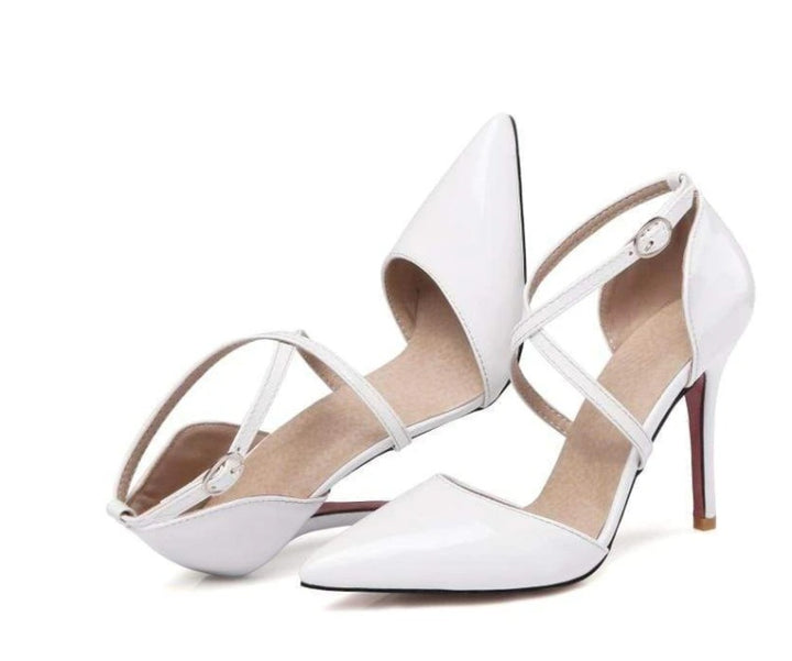 Womens Dorsay Ankle Strap Thin Heels