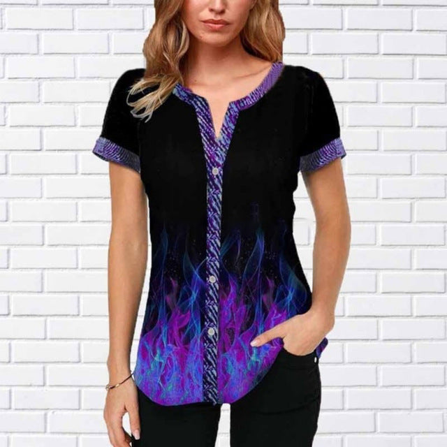 V-neck button ladies shirt