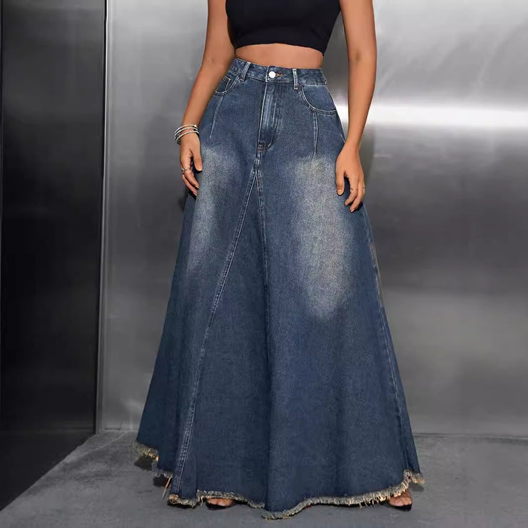 Retro Washed All-matching Jeans Skirt