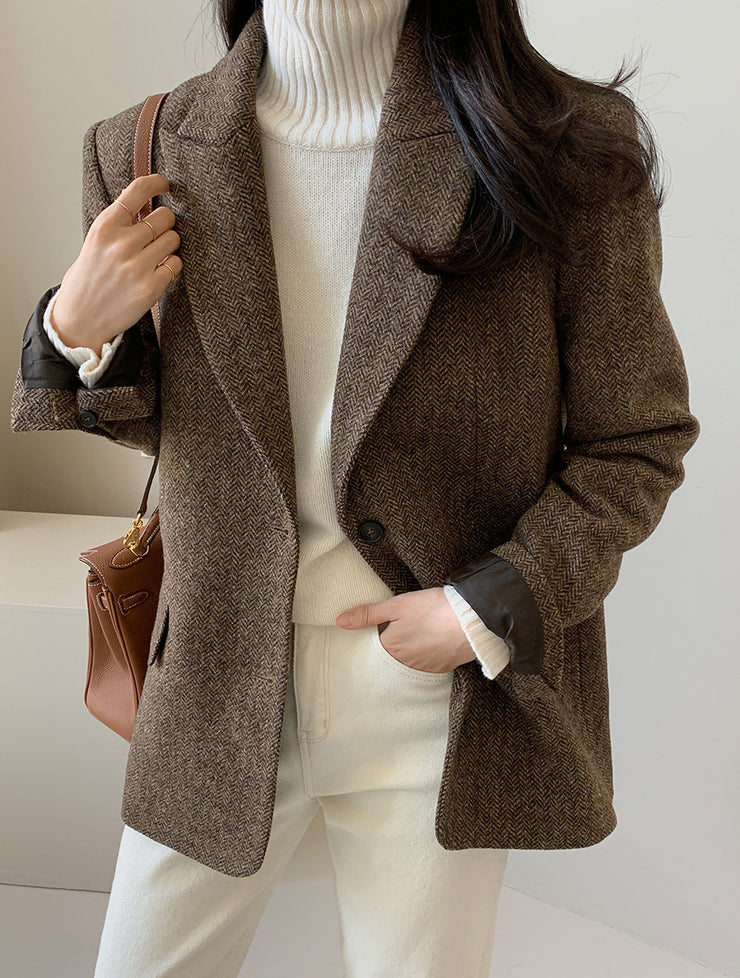 Women's Solid Color Wool Blazer