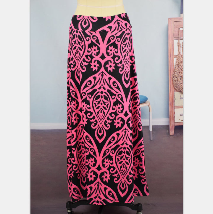 Exotic print big swing boho skirt