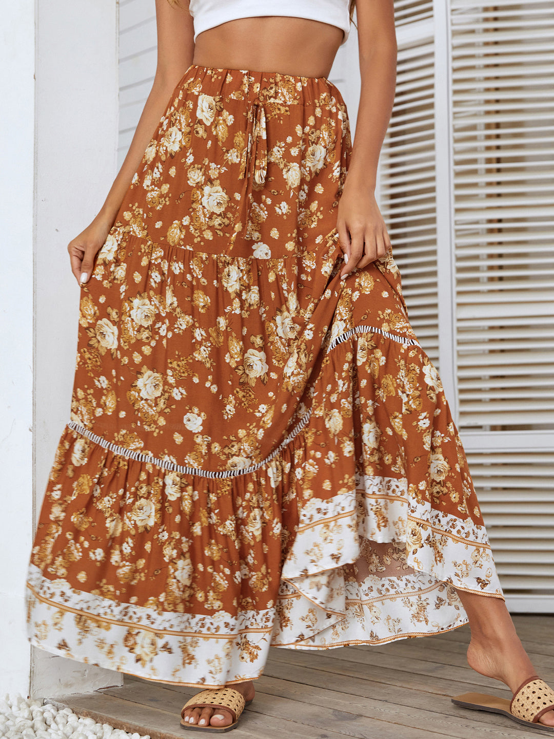 Bohemian Vacation Skirt Ruffled Big Hem Skirt