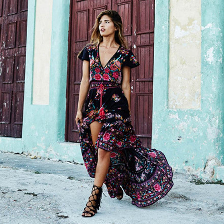 Boho folk print dress