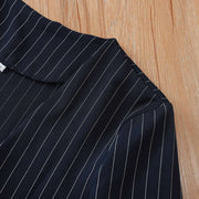 British style striped denim blazer