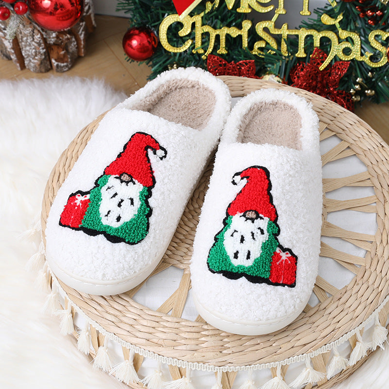 Christmas Santa Clause Warm Plush Bedroom Slippers