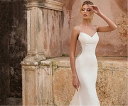 Shoulder Strap Train Mermaid Wedding Dress