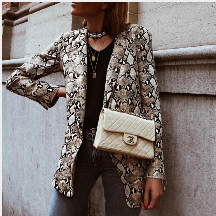 Snake print women's blazer