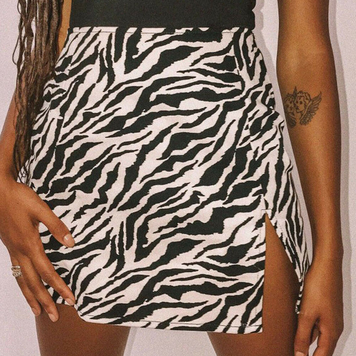 Stretch Flared Leopard Print Mini Skirt