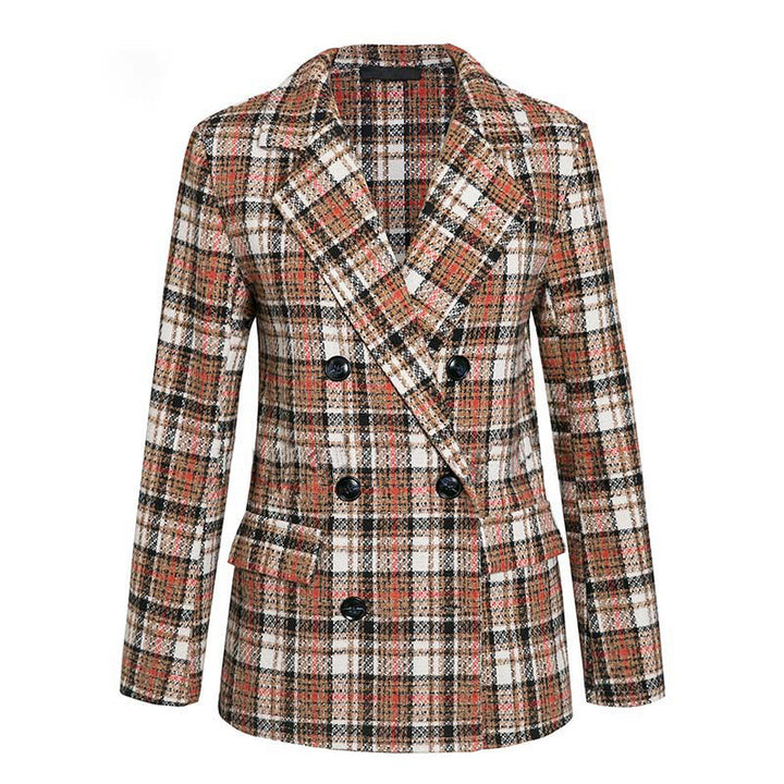 Double-breasted check blazer