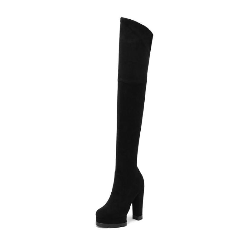 Women's Chunky Heel Platform Elasticity Over The Knee Skinny Boots