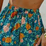 Boho floral print short skirt